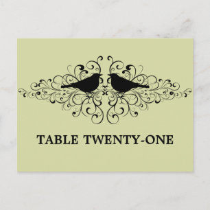 Mint Love Bird Swirls Table Number Postcard