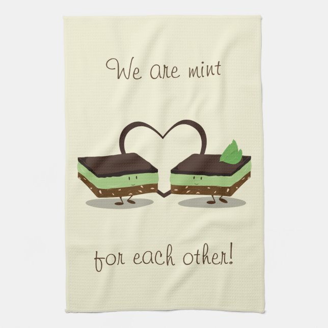 Mint Love Nanaimo Bars Dessert Food Kitchen Towel (Vertical)
