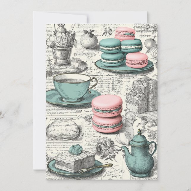 Mint & Macarons | Pastel Delight Invitation (Front)
