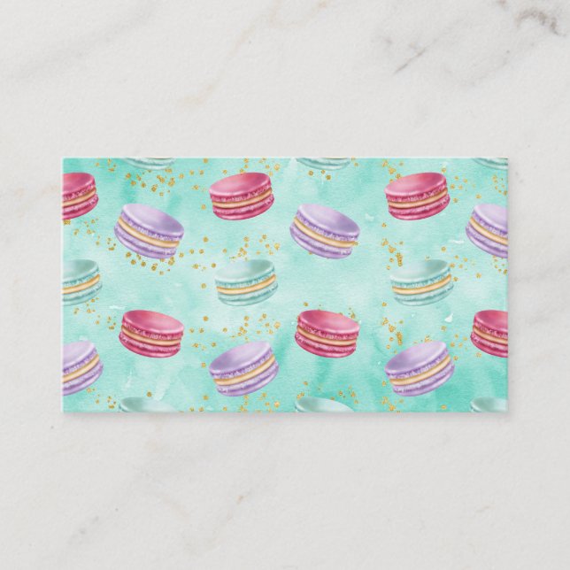 Mint Macaroon Bakery Delicate Gold Business Card (Front)