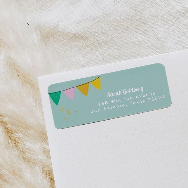 Mint Magic Show Return Address Labels (Mint kids party banner return address labels.)