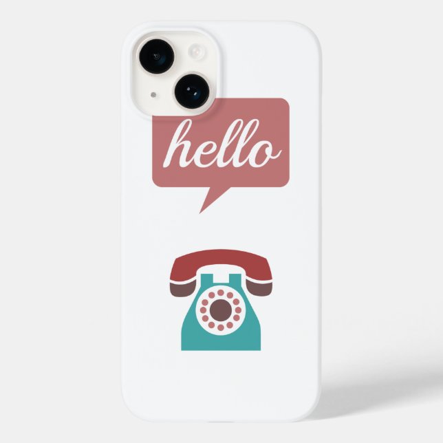 Mint Marsala Retro Telephone Hello Case-Mate iPhone Case (Back)