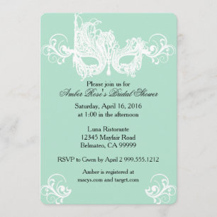 Mint Masquerade Bridal Shower Invitation