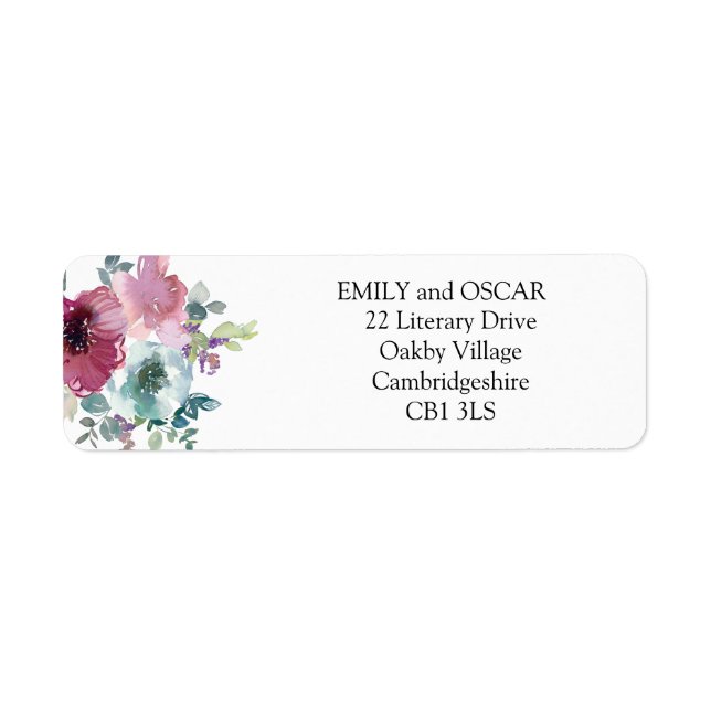 Mint & Mauve floral Wedding Label (Front)