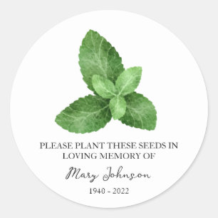 Mint Memorial Funeral Seed Packet Classic Round Sticker
