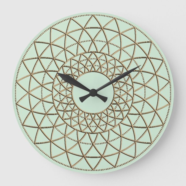 Mint Metallic Circle Pattern Acrylic Wall Clock (Front)