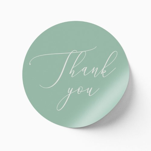Mint minimalist elegant script wedding thank you classic round sticker