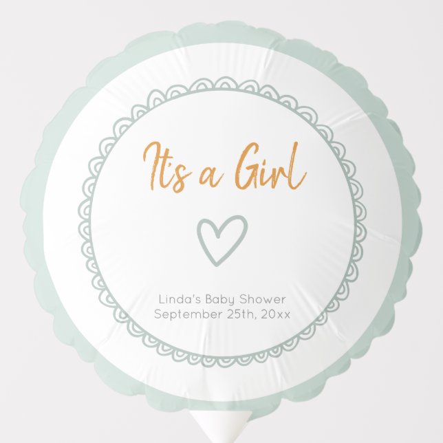 Mint Minimalist Gender Neutral Baby Shower Balloon (Front)