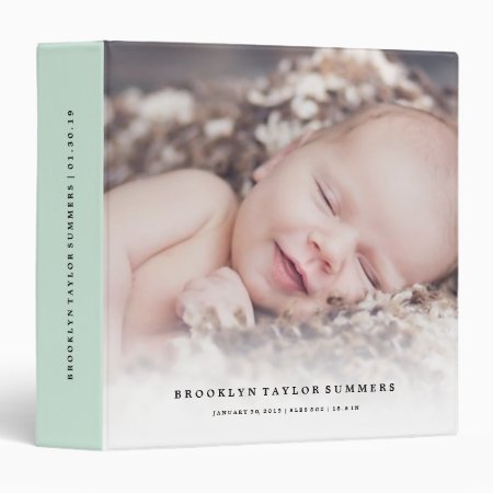 Mint Minimalist Modern New Baby's First Year Photo Binder