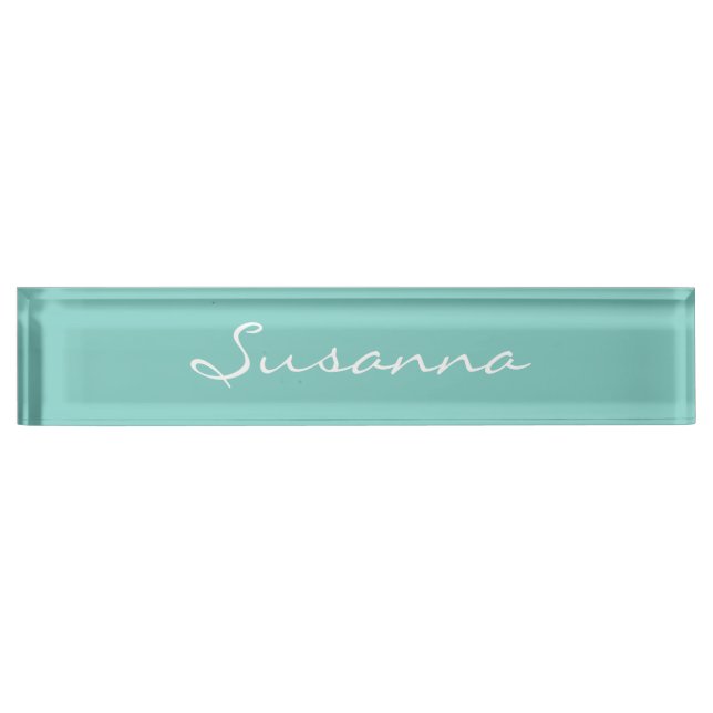 Mint Mint Green Solid Color Name Plate (Front)