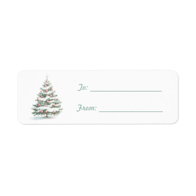Mint Mocha Brown Christmas Tree Label (Front)