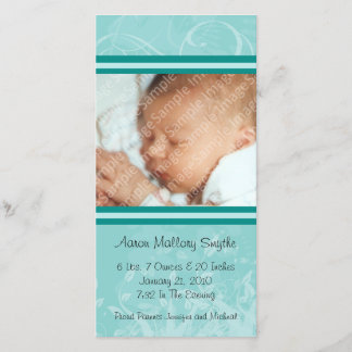 Mint Mod Style New Baby Photo Card