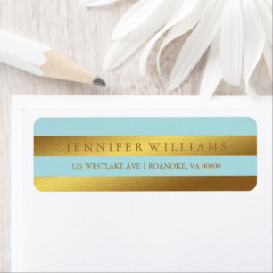 Mint Modern Faux Gold Foil Stripes Label