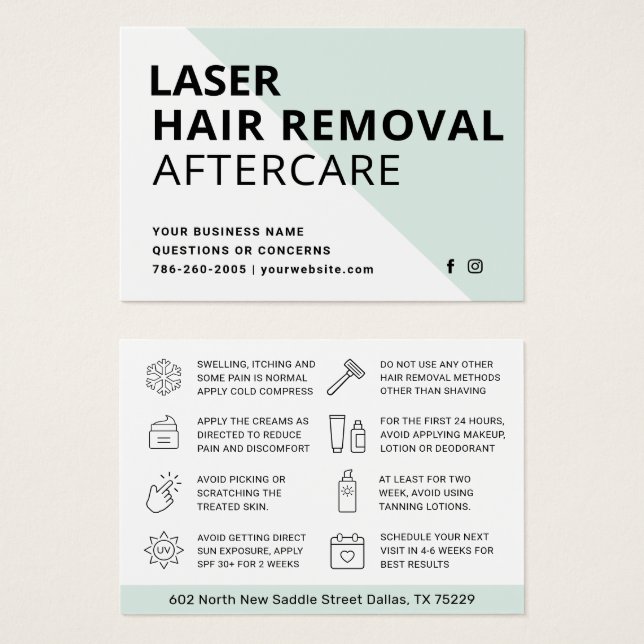 Mint Modern Laser Hair Aftercare Guide (Front & Back)