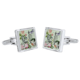 mint modern vintage french rose butterfly paris cufflinks