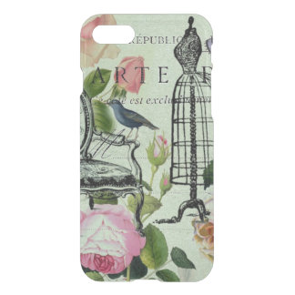 mint modern vintage french rose butterfly paris iPhone SE/8/7 case