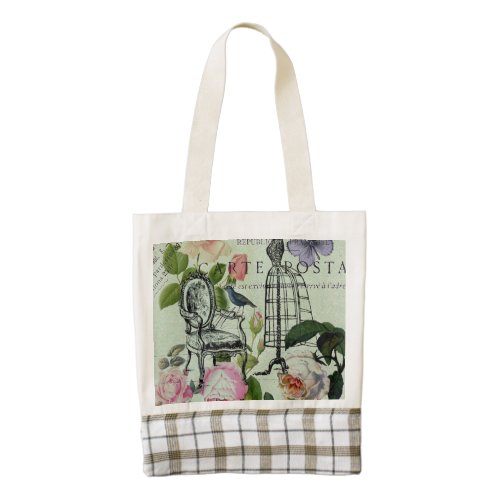 mint modern vintage french rose  butterfly paris zazzle HEART tote bag