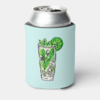 Mint Mojito in Summer Watercolor Cocktail Can Cooler