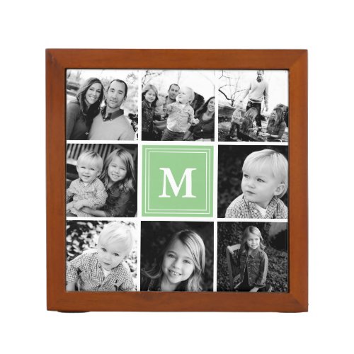Business Card Holders 16 Mint Monogram Family Photo Collage Desk Organizer