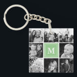 Mint Monogram Family Photo Collage Keychain<br><div class="desc">Monogram Family Photo Collage. Personalize this custom design with your own monogram initial or text.</div>