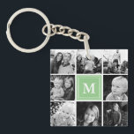 Mint Monogram Family Photo Collage Keychain<br><div class="desc">Monogram Family Photo Collage. Personalize this custom design with your own monogram initial or text.</div>