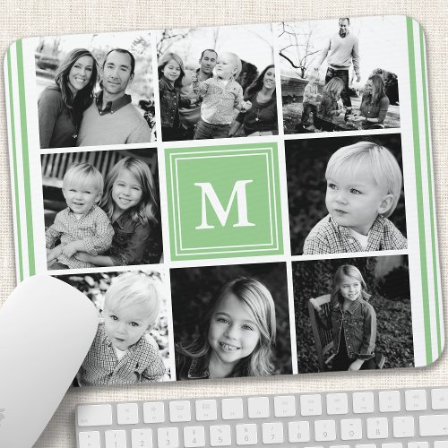 Custom Mousepads 16 Mint Monogram Family Photo Collage Mouse Pad