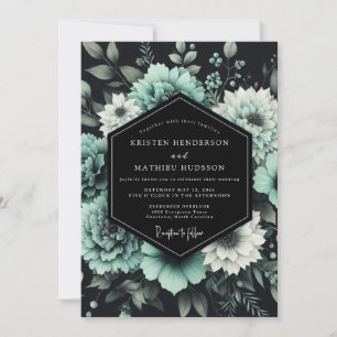 Mint Moody Floral Wedding Invitation