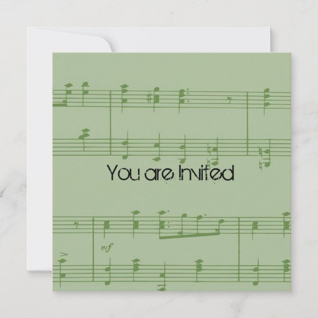 Mint Music Sheet Baby Shower Invitation (Front)