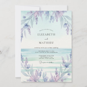 Mint Muted Lilac Wisteria Wedding Invitation