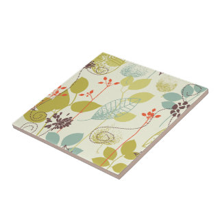 Mint n Olive Nature Patterned Ceramic Tile