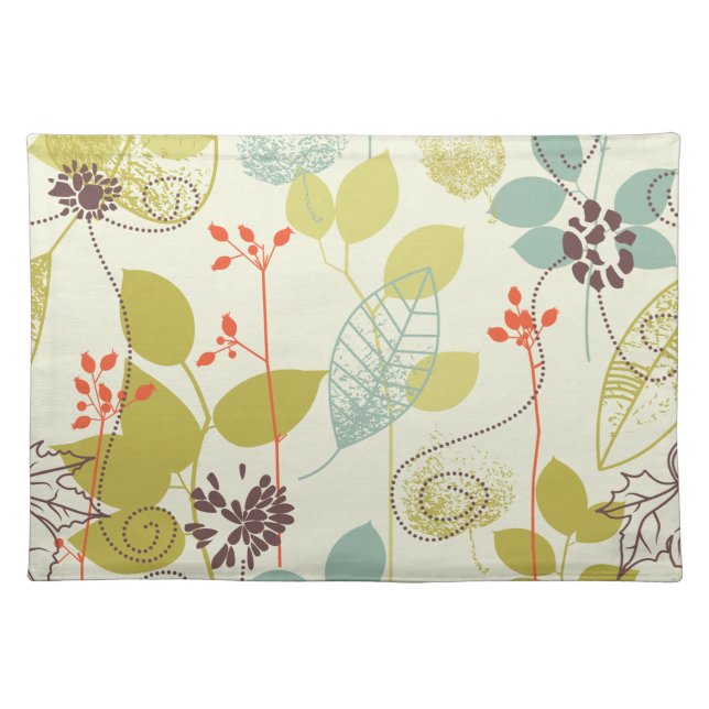 Mint n Olive Nature Patterned Cloth Placemat (Front)