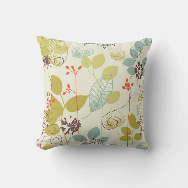 Mint n Olive Nature Patterned Pillow (Front)