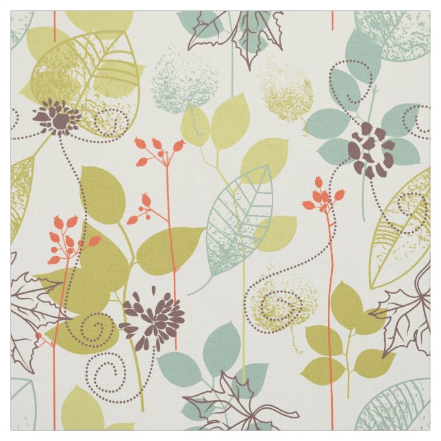 Mint n Olive Nature Patterned Seamless Fabric (Swatch)