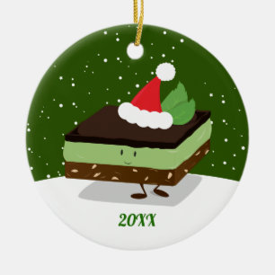 Mint Nanaimo Bar Santa Hat Year Food Christmas Ceramic Ornament