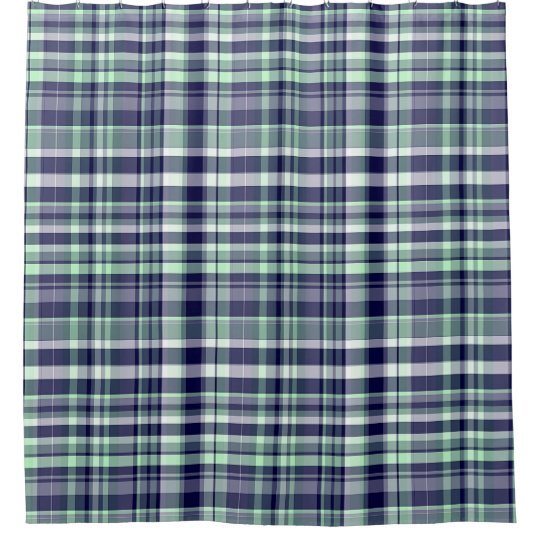 navy and green shower curtain