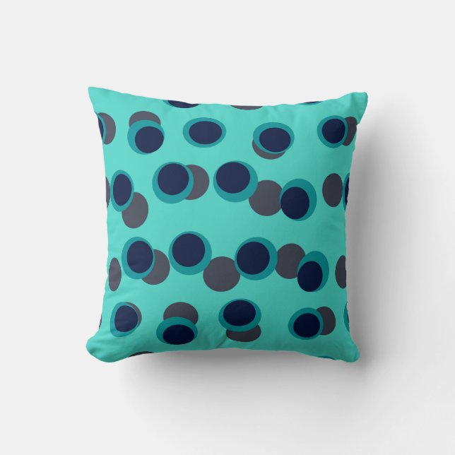 Mint & Navy Retro Orbit Throw Pillow (Front)