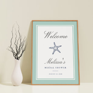 Mint & Navy Starfish Bridal Shower Welcome Sign