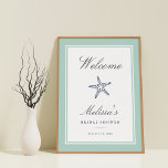 Mint & Navy Starfish Welcome Sign<br><div class="desc">Custom bridal shower welcome sign designed to match our Mint & Navy Starfish invitations.</div>