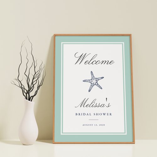 Mint  Navy Starfish Welcome Sign