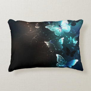 Mint Night Butterflies Accent Pillow