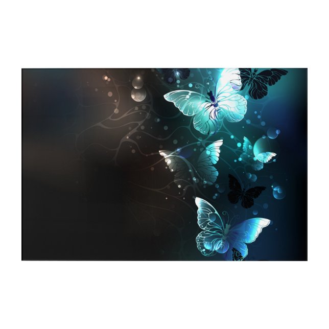 Mint Night Butterflies Acrylic Print (Front)