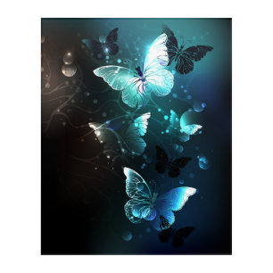 Mint Night Butterflies Acrylic Print