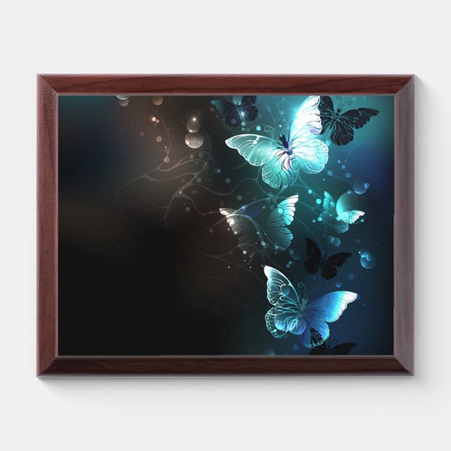 Mint Night Butterflies Award Plaque (Horizontal)