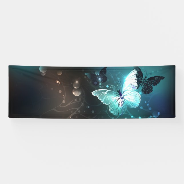 Mint Night Butterflies Banner (Horizontal)