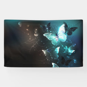 Mint Night Butterflies Banner