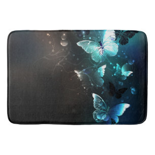 Mint Night Butterflies Bath Mat