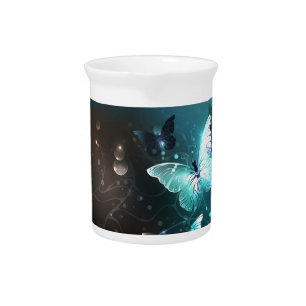 Mint Night Butterflies Beverage Pitcher