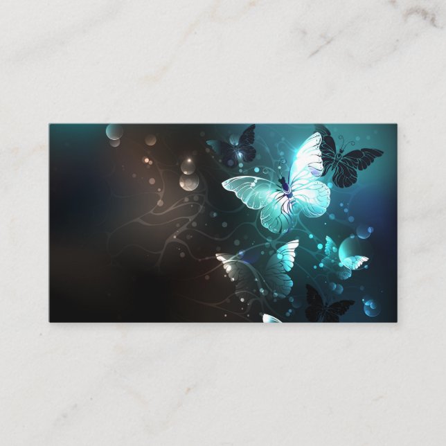 Mint Night Butterflies Business Card (Front)