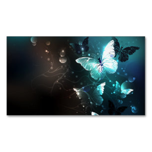 Mint Night Butterflies Business Card Magnet
