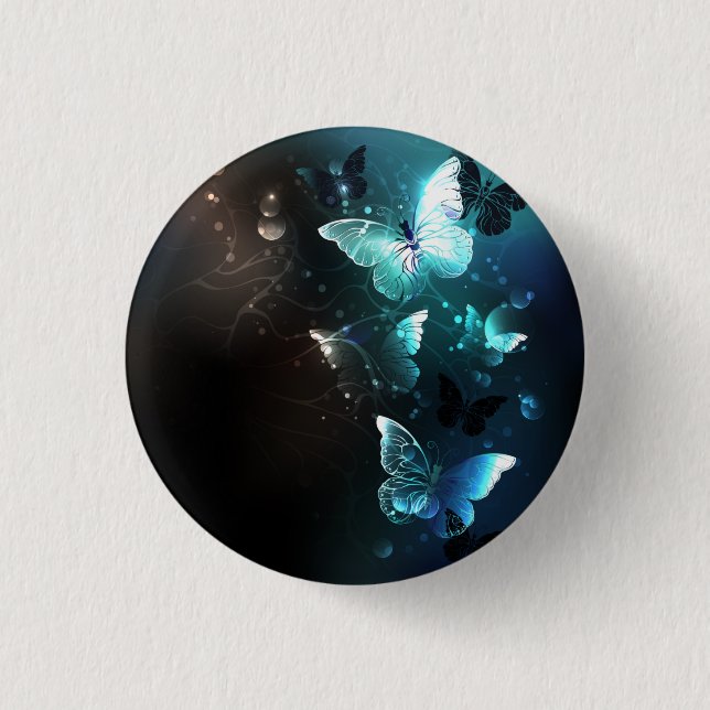 Mint Night Butterflies Button (Front)